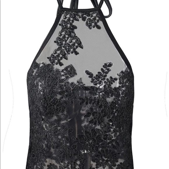 Lace Halter Neck Tank Top Black - Picture 6 of 6